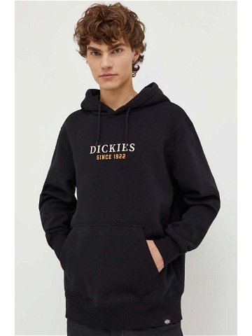 Mikina Dickies pánská černá barva s kapucí s potiskem