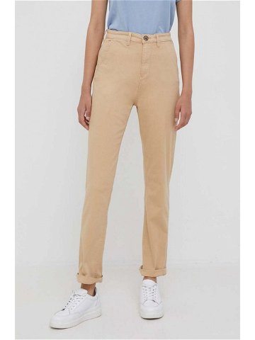 Kalhoty Pepe Jeans dámské béžová barva střih chinos high waist