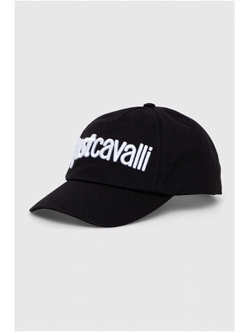 Bavlněná baseballová čepice Just Cavalli černá barva s aplikací