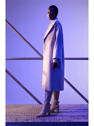 Vlněný kabát Answear Lab béžová barva přechodný oversize