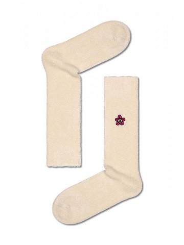 Ponožky Happy Socks Embroidered Flower Crew Sock béžová barva