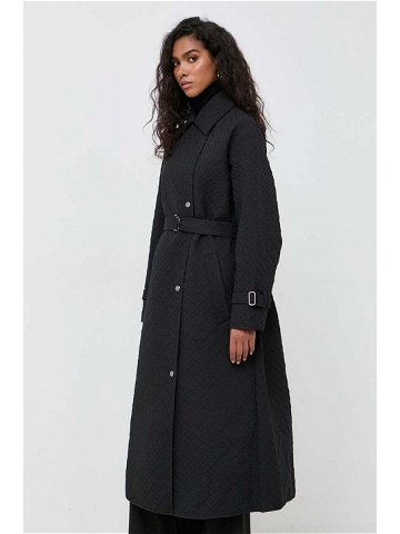Kabát BOSS dámský černá barva přechodný dvouřadový