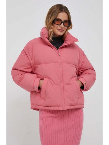 Péřová bunda United Colors of Benetton dámská růžová barva zimní oversize