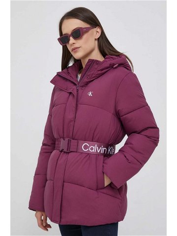 Bunda Calvin Klein Jeans dámská fialová barva zimní oversize
