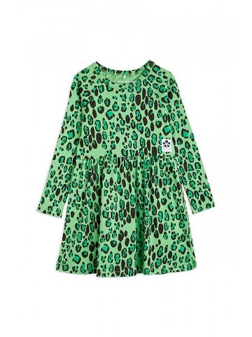 Dětské bavlněné šaty Mini Rodini zelená barva mini