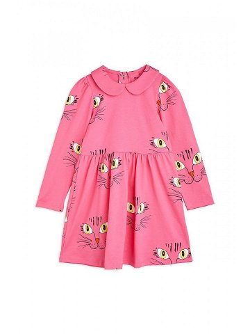 Dětské bavlněné šaty Mini Rodini růžová barva mini
