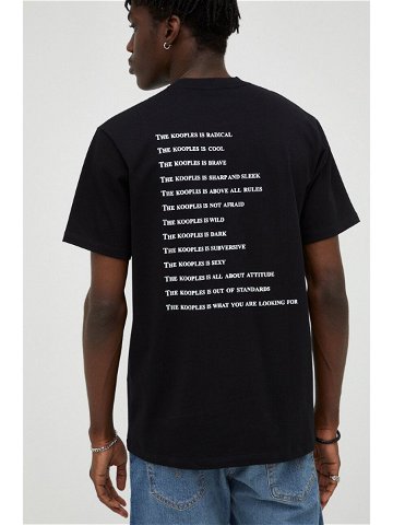 Bavlněné tričko The Kooples černá barva s potiskem HTSC18090K