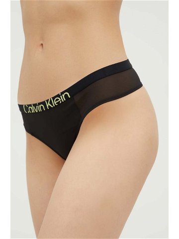 Tanga Calvin Klein Underwear černá barva průhledné