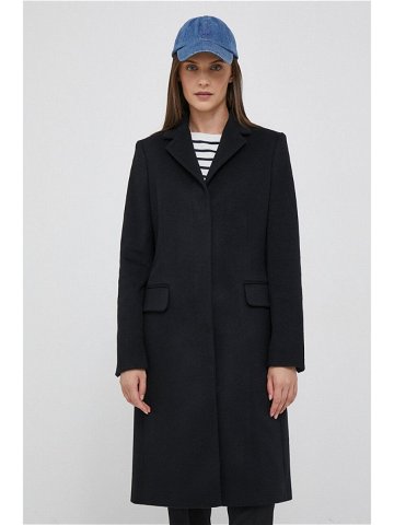 Vlněný kabát Calvin Klein černá barva přechodný