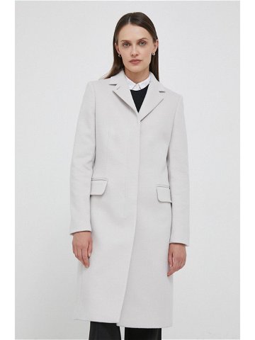 Vlněný kabát Calvin Klein šedá barva přechodný