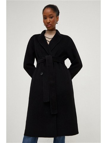 Vlněný kabát Answear Lab černá barva přechodný dvouřadový