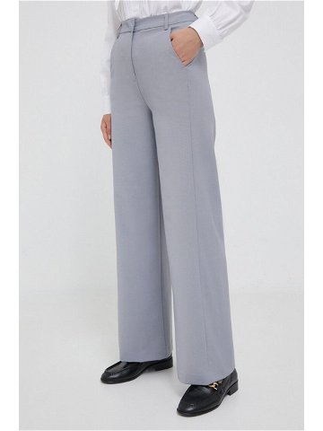 Kalhoty United Colors of Benetton dámské šedá barva široké high waist