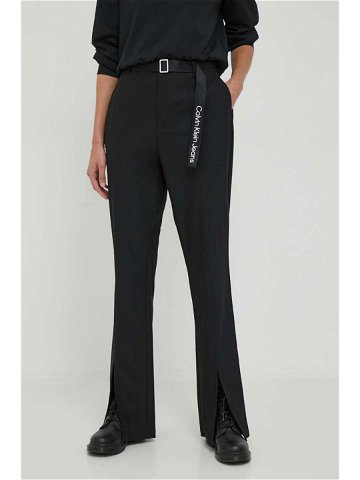 Kalhoty Calvin Klein Jeans dámské černá barva zvony high waist
