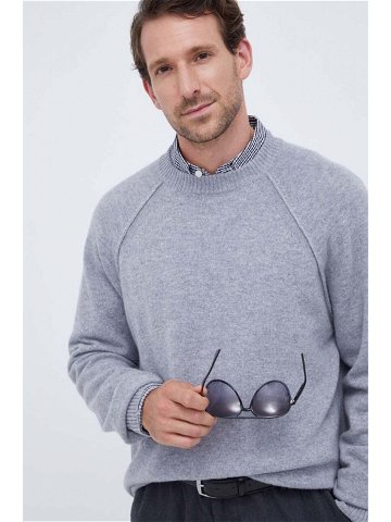 Vlněný svetr Calvin Klein pánský šedá barva lehký