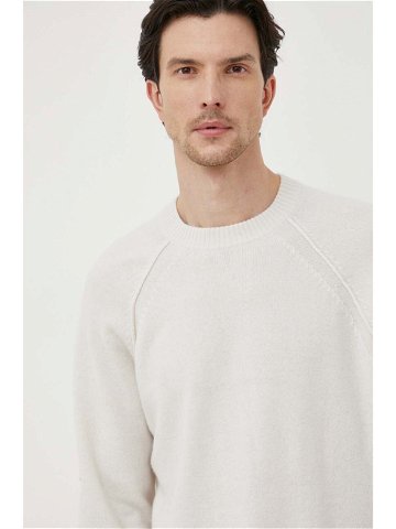 Vlněný svetr Calvin Klein pánský béžová barva lehký
