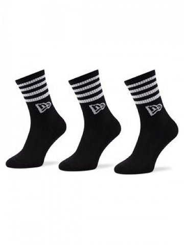 New Era Sada 3 párů vysokých ponožek unisex Stripe Crew 13113627 Černá