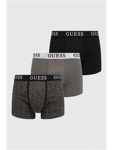 Boxerky Guess 3-pack pánské šedá barva