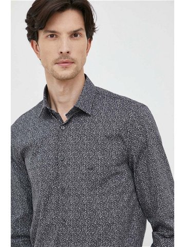 Košile Calvin Klein pánská černá barva slim s klasickým límcem