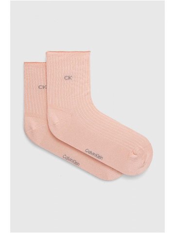 Ponožky Calvin Klein 2-pack dámské růžová barva