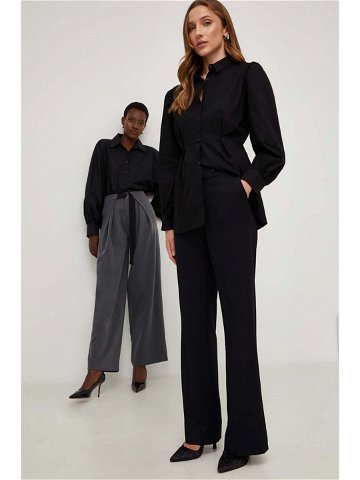 Kalhoty Answear Lab X limited collection NO SHAME dámské černá barva jednoduché high waist