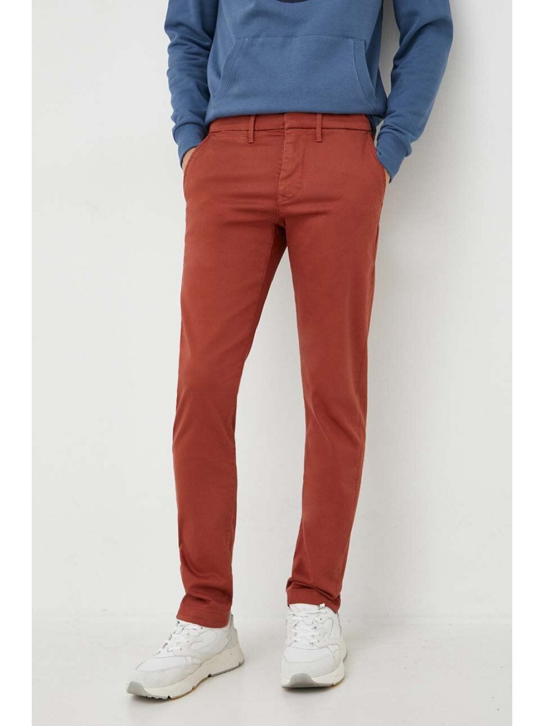 Kalhoty Pepe Jeans James pánské červená barva přiléhavé