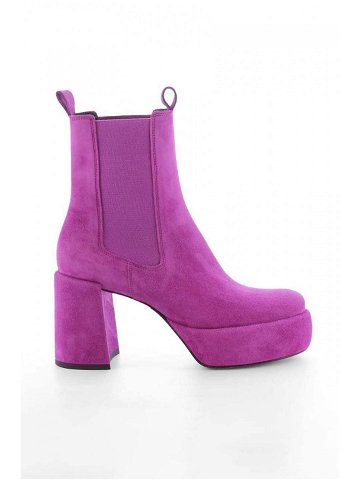 Semišové kotníkové boty Kennel & Schmenger Clip dámské růžová barva na podpatku 21-60010 394