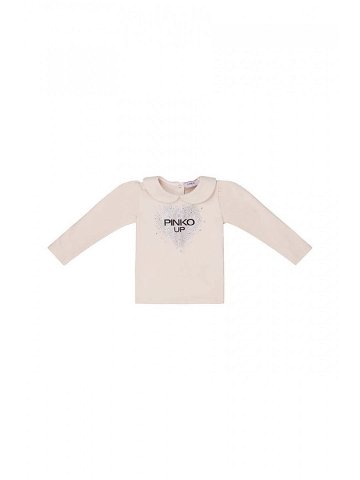 Kojenecké tričko s dlouhým rukávem Pinko Up béžová barva s límečkem