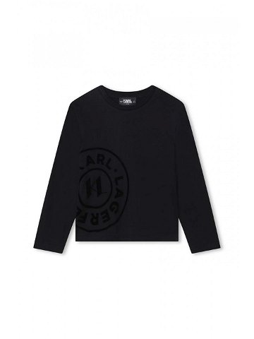 Dětské bavlněné tričko s dlouhým rukávem Karl Lagerfeld černá barva s potiskem