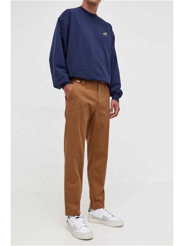 Kalhoty Tommy Jeans pánské hnědá barva ve střihu chinos