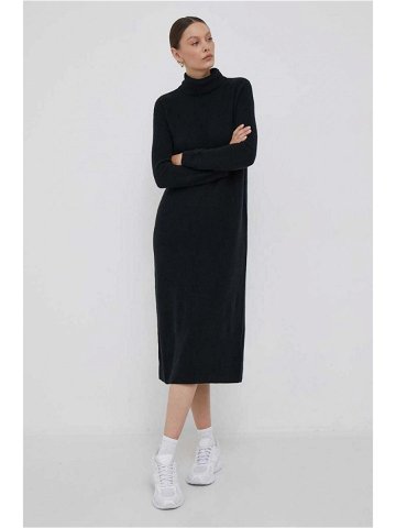 Vlněné šaty Tommy Hilfiger černá barva midi oversize WW0WW39925