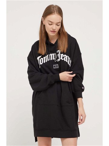 Šaty Tommy Jeans černá barva mini oversize