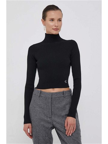 Svetr Calvin Klein Jeans dámský černá barva lehký s golfem