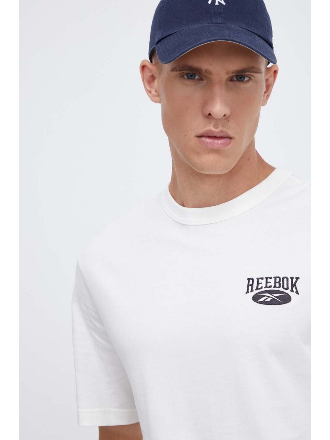 Bavlněné tričko Reebok Classic béžová barva s aplikací