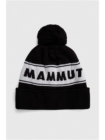 Čepice Mammut Peaks černá barva z tenké pleteniny vlněná