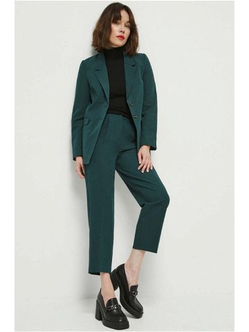 Kalhoty Medicine dámské zelená barva střih chinos high waist