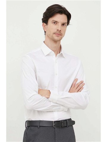 Košile Calvin Klein pánská bílá barva slim s klasickým límcem