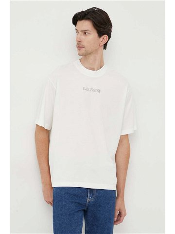 Bavlněné tričko Lacoste bílá barva s potiskem