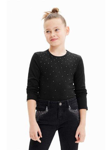 Dětské bavlněné tričko s dlouhým rukávem Desigual černá barva