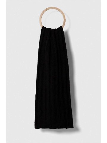 Šátek z vlněné směsi Calvin Klein černá barva hladký