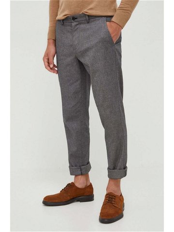 Kalhoty Sisley pánské šedá barva přiléhavé