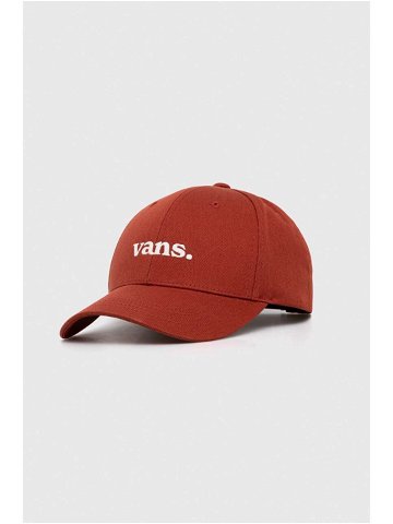 Bavlněná baseballová čepice Vans hnědá barva s aplikací