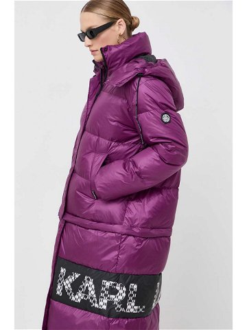 Péřová bunda Karl Lagerfeld dámská fialová barva zimní