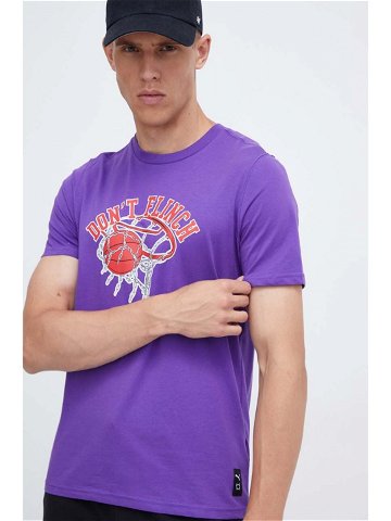 Bavlněné tričko Puma fialová barva s potiskem