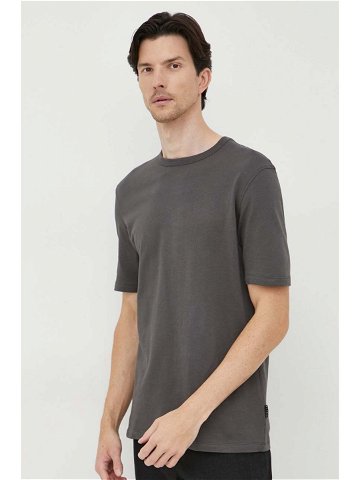 Bavlněné tričko Sisley šedá barva