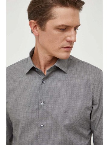 Košile Calvin Klein pánská černá barva slim s klasickým límcem