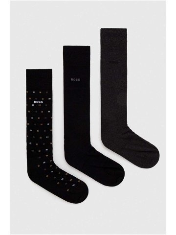 Ponožky BOSS 3-pack pánské černá barva