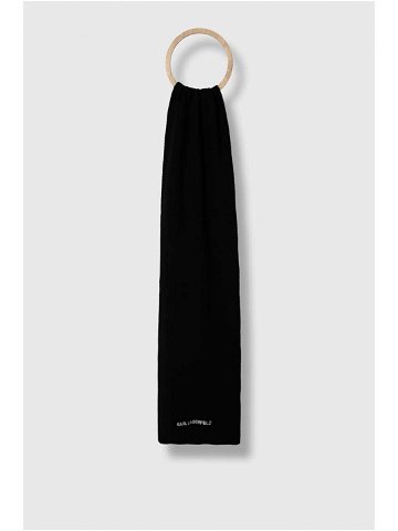 Šátek z vlněné směsi Karl Lagerfeld černá barva melanžový