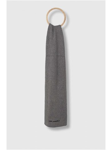 Šátek z vlněné směsi Karl Lagerfeld šedá barva melanžový