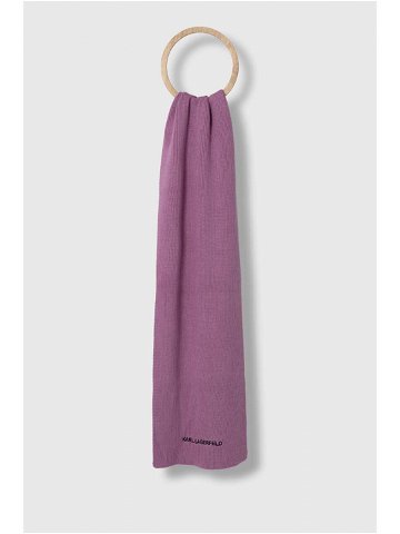 Šátek z vlněné směsi Karl Lagerfeld fialová barva melanžový