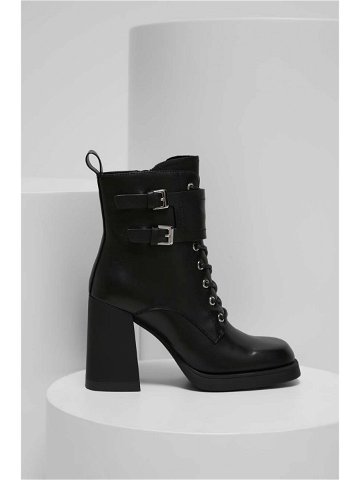 Kožené kotníkové boty Answear Lab dámské černá barva na podpatku